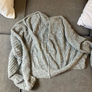 Free People Gray Chunky Knit Cardigan